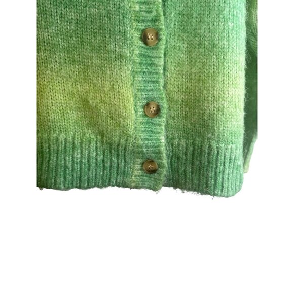 Motel Green Gradient Small Button-Up Cardigan Sweater Polyester/Wool Blend - Picture 8 of 15